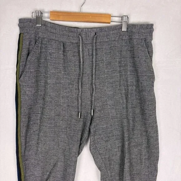 Maeve by Anthropologie Black Plaid with Sparkle Striped Side Pants Size Large - Picture 2 of 12